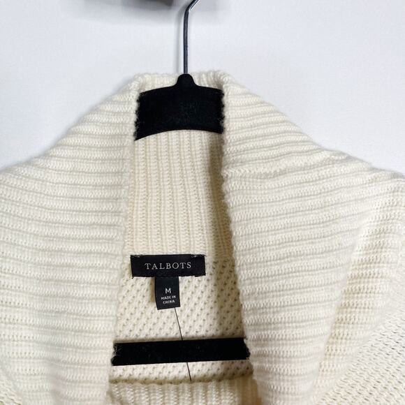 New Talbots Medium M Cream Turtleneck Ribbed Tunic Sweater Cotton Wool Blend - Picture 7 of 10